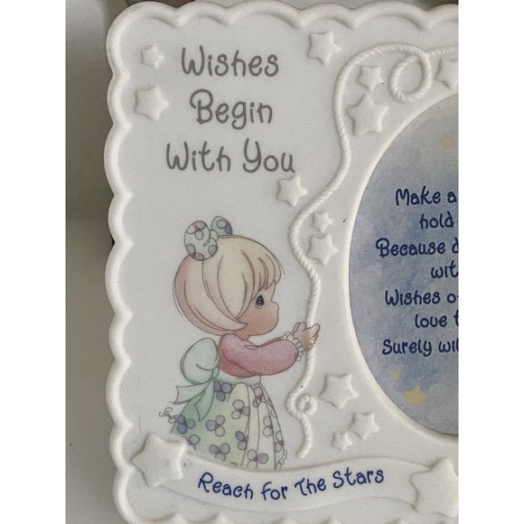 Enesco Precious Moments Picture Frame 1998 Reach for the Stars Embossed White - Picture 2 of 12
